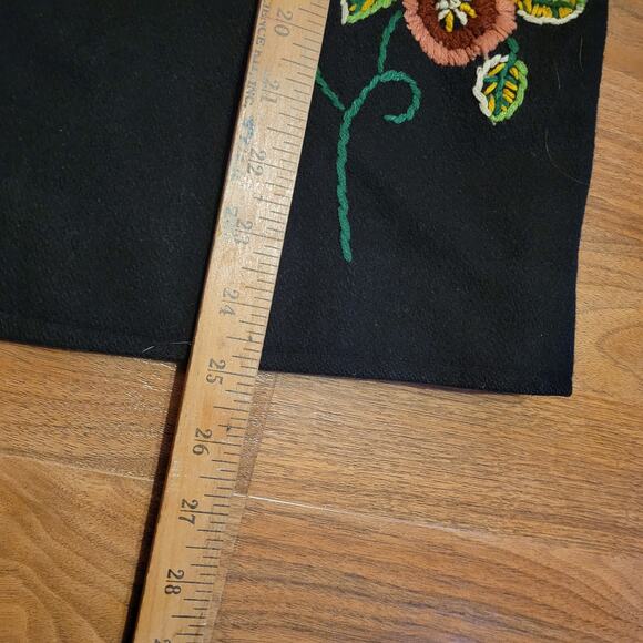 Vintage Fresh Groove Embroidered Floral 100% Wool Jacket Black Womens Petite XL - Picture 7 of 8
